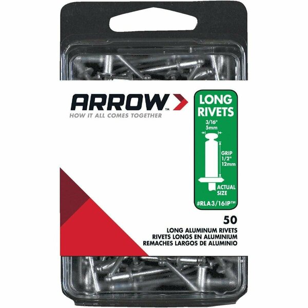 Arrow Fastener 3/16 In. x 1/2 In. Aluminum Rivet, 50PK RLA3/16IP